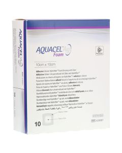 AQUACEL Ag Foam adhäsiv 10x10 cm Verband