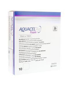 AQUACEL Ag Foam nicht adhäsiv 10x10 cm Verband