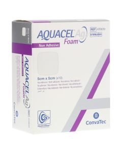 AQUACEL Ag Foam nicht adhäsiv 5x5 cm Verband