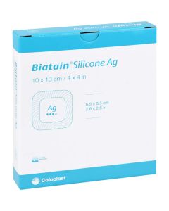 BIATAIN Silicone Ag Schaumverband 10x10 cm