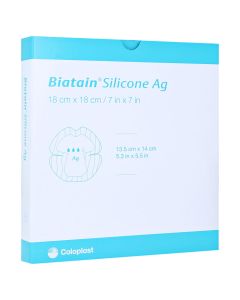 BIATAIN Silicone Ag Schaumverband Ferse 18x18 cm