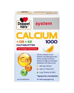 DOPPELHERZ Calcium 1000+D3+K2 system Kautabletten