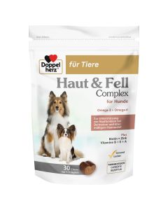 DOPPELHERZ für Tiere Haut&amp;Fell Compl.Chews f.Hunde