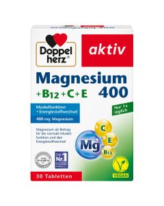 DOPPELHERZ Magnesium 400+B12+C+E Tabletten