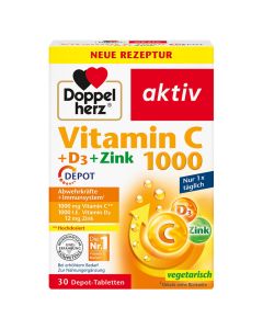 DOPPELHERZ Vitamin C 1000+D3+Zink Depot Tabletten