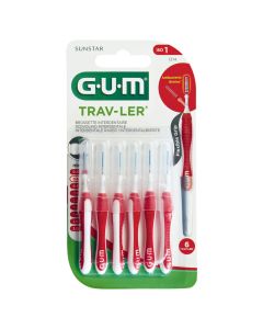 GUM TRAV-LER 0,8mm Kerze rot Interdental+6Kappen