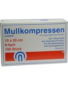 MULLKOMPRESSEN ES 10x20 cm unsteril 8fach