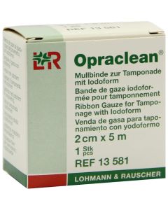 OPRACLEAN Mullbinde z.Tampon.m.Jodoform 2 cmx5 m