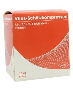 SCHLITZKOMPRESSEN Vlies 7,5x7,5 cm steril 4fach