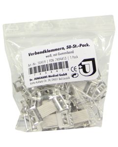 VERBANDKLAMMERN m.Gummiband weiss