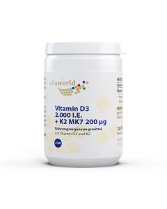 VITAMIN D3+K2 2.000 I.E./200 myg Tabletten