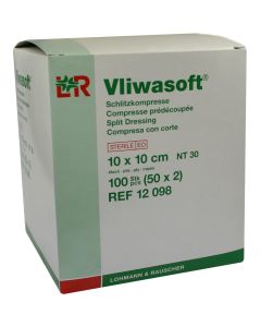 VLIWASOFT Schlitzkompressen 10x10 cm steril 4lagig