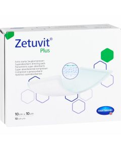 ZETUVIT Plus extrastarke Saugkompr.steril 10x10 cm