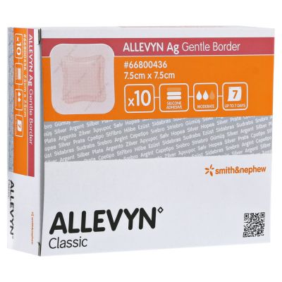 ALLEVYN Ag Gentle Border 7,5x7,5 cm Wundverband