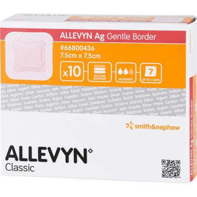 ALLEVYN Ag Gentle Border 7,5x7,5 cm Wundverband