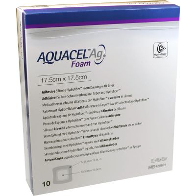 AQUACEL Ag Foam adhäsiv 17,5x17,5 cm Verband