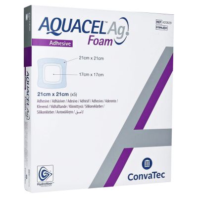 AQUACEL Ag Foam adhäsiv 21x21 cm Verband