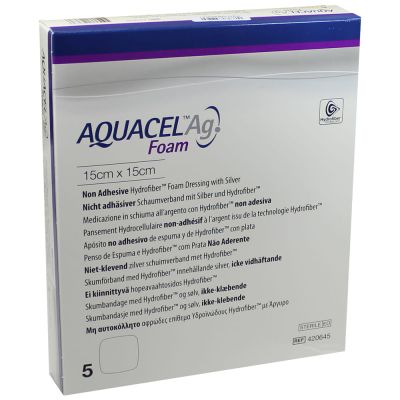 AQUACEL Ag Foam nicht adhäsiv 15x15 cm Verband