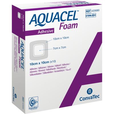 AQUACEL Foam adhäsiv 10x10 cm Verband