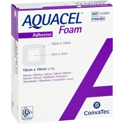 AQUACEL Foam adhäsiv 10x10 cm Verband