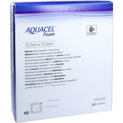 AQUACEL Foam adhäsiv 12,5x12,5 cm Verband