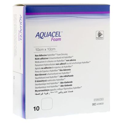 AQUACEL Foam nicht adhäsiv 10x10 cm Verband