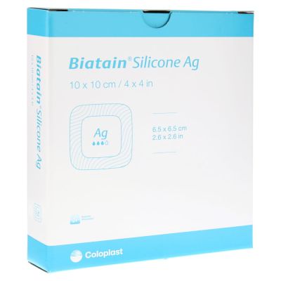 BIATAIN Silicone Ag Schaumverband 10x10 cm