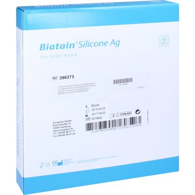 BIATAIN Silicone Ag Schaumverband 10x10 cm