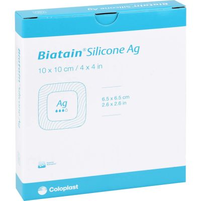 BIATAIN Silicone Ag Schaumverband 10x10 cm