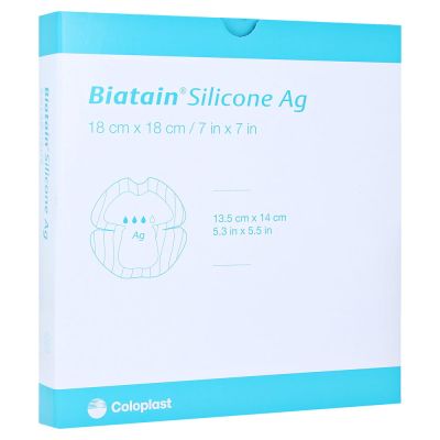 BIATAIN Silicone Ag Schaumverband Ferse 18x18 cm