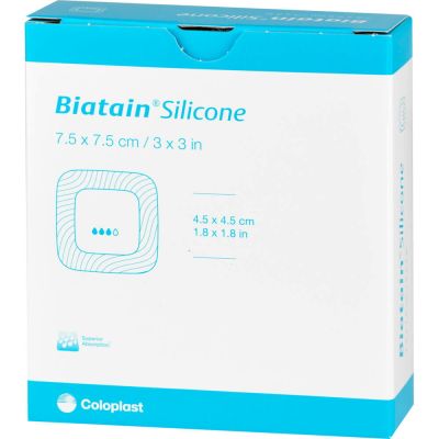 BIATAIN Silicone Schaumverband 7,5x7,5 cm