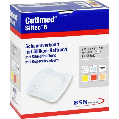 CUTIMED Siltec B Schaumverb.7,5x7,5 cm m.Haftr.