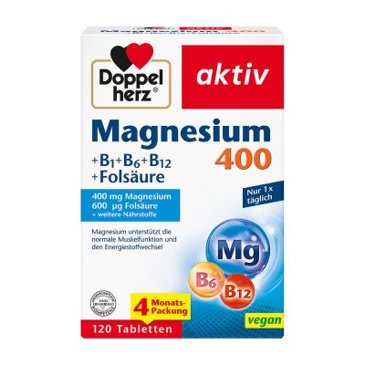 DOPPELHERZ Magnesium 400+B1+B6+B12+Folsäure Tabl.