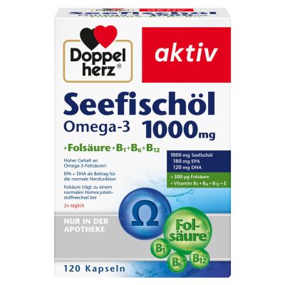 DOPPELHERZ Seefischöl Omega-3 1.000 mg+Folsäure Kapseln