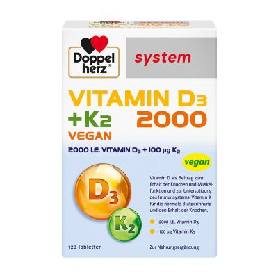 DOPPELHERZ Vitamin D3 2000+K2 system Tabletten