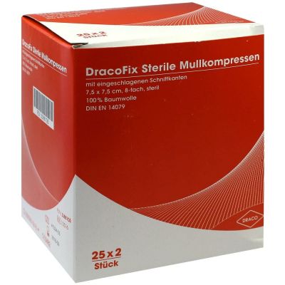 DRACOFIX PEEL Kompressen 7,5x7,5 cm steril 8fach