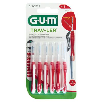 GUM TRAV-LER 0,8mm Kerze rot Interdental+6Kappen