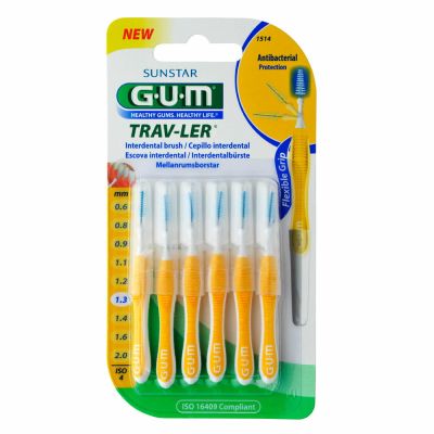 GUM TRAV-LER 1,3mm Tanne gelb Interdental+6Kappen