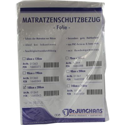 MATRATZEN SCHUTZBEZUG Folie 0,1 mm 100x200 cm weiss