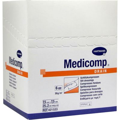 MEDICOMP Drain Kompressen 7,5x7,5 cm steril