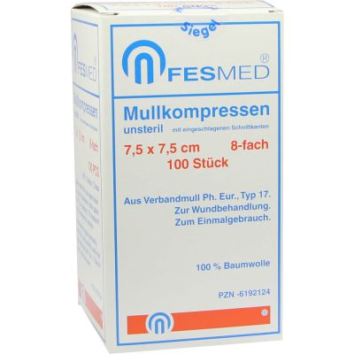 MULLKOMPRESSEN ES 7,5x7,5 cm unsteril 8fach