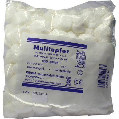 MULLTUPFER HANDGEFERTIGT UNSTERIL PFLAUMENGROSS 20x20CM