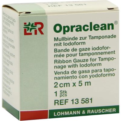 OPRACLEAN Mullbinde z.Tampon.m.Jodoform 2 cmx5 m