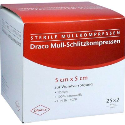 SCHLITZKOMPRESSEN Mull 5 x 5 cm steril 12fach