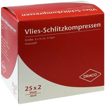 SCHLITZKOMPRESSEN Vlies 5x5 cm steril 4fach