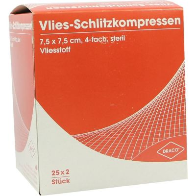 SCHLITZKOMPRESSEN Vlies 7,5x7,5 cm steril 4fach