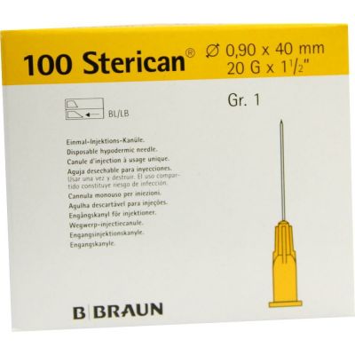 STERICAN Kanülen Luer-Lok 0,90x40 mm Gr.1 gelb