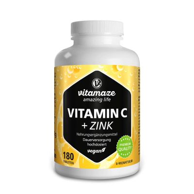 VITAMIN C 1000 mg hochdosiert+Zink vegan Tabletten