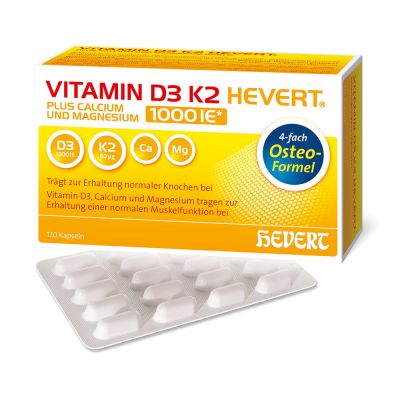 VITAMIN D3 K2 Hevert plus Ca Mg 1000 IE/2 Kapseln