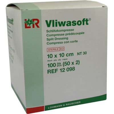 VLIWASOFT Schlitzkompressen 10x10 cm steril 4lagig